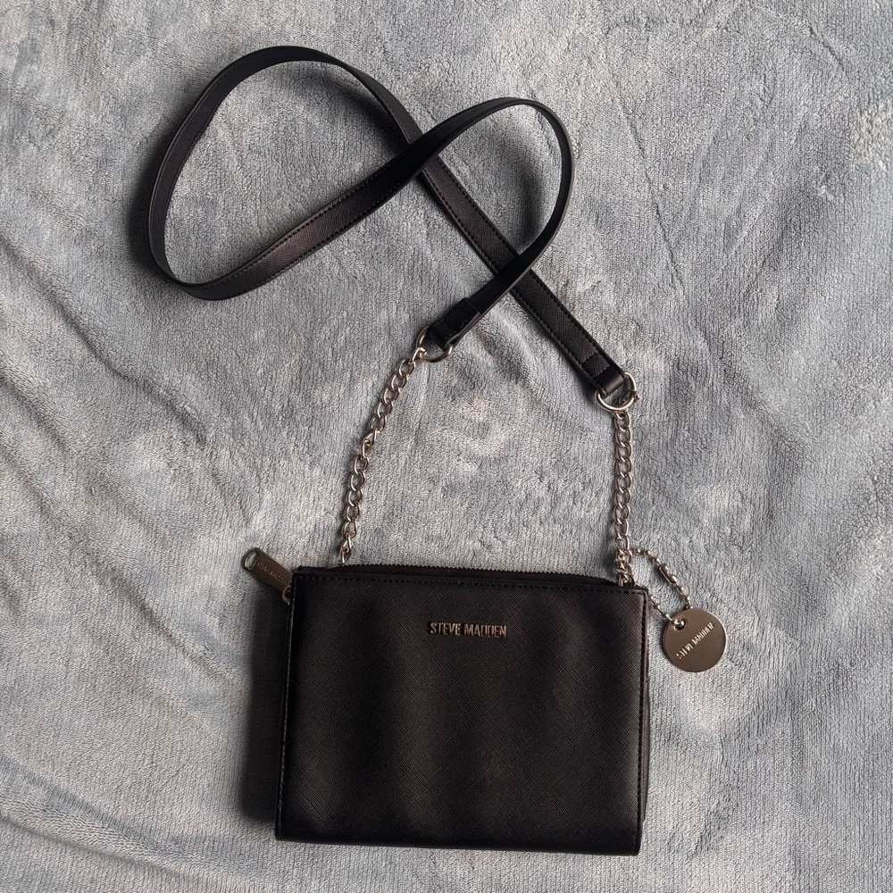 Steve Madden Black Crossbody Bag with Chain Detail